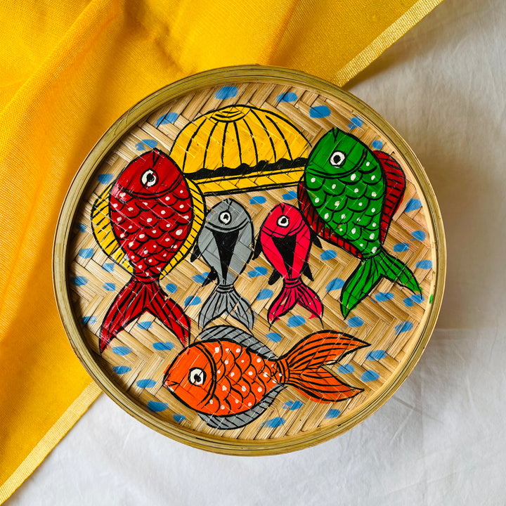 Bamboo box hand painted with Indian folk art