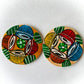 Alokya - Round coasters: Tabla painted on the surface. Set of two.