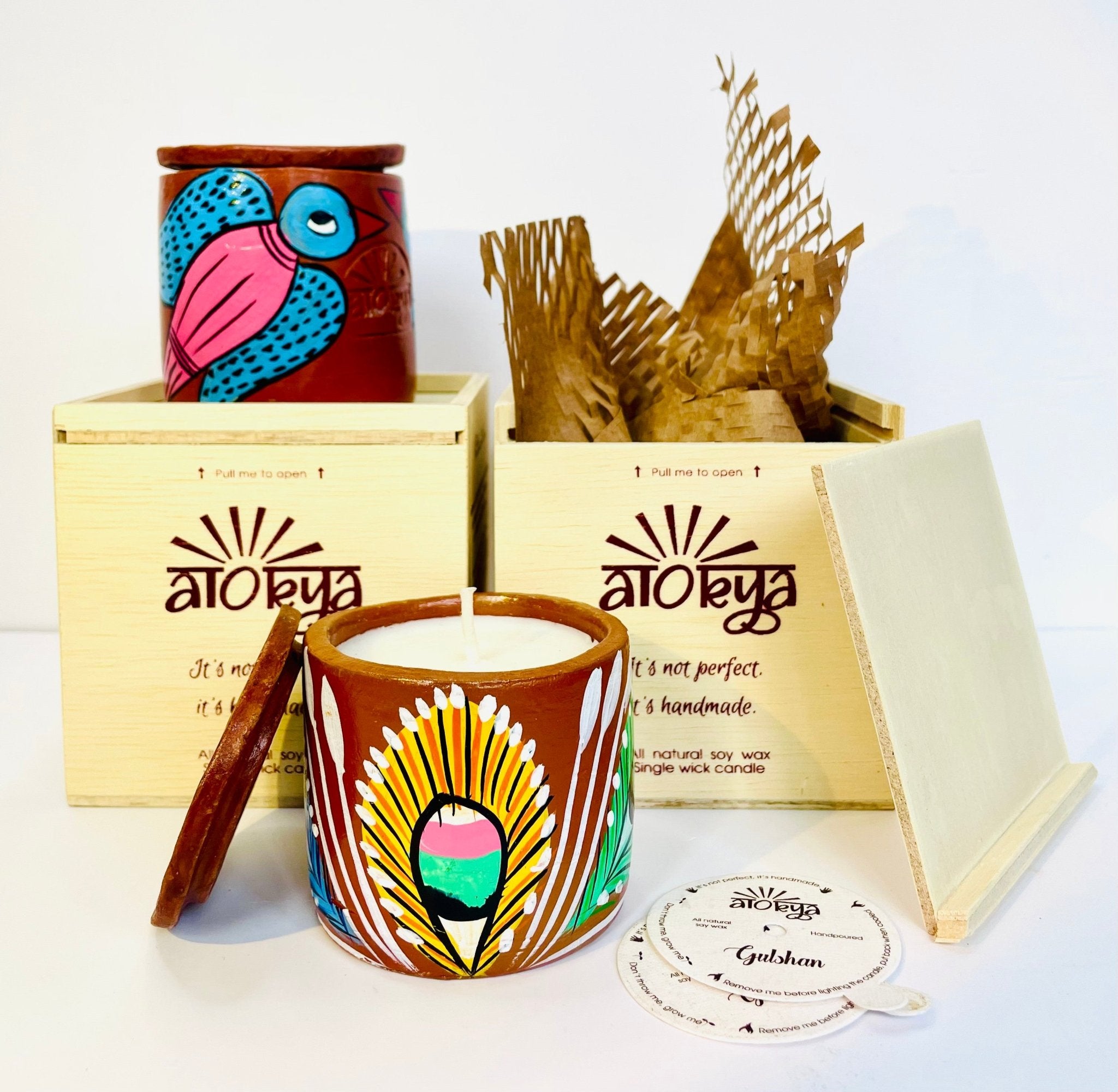 Wooden Bookmark X Terracotta Pen/Pencil Holder X Bamboo Utility Box X Single Wick Scented Candle