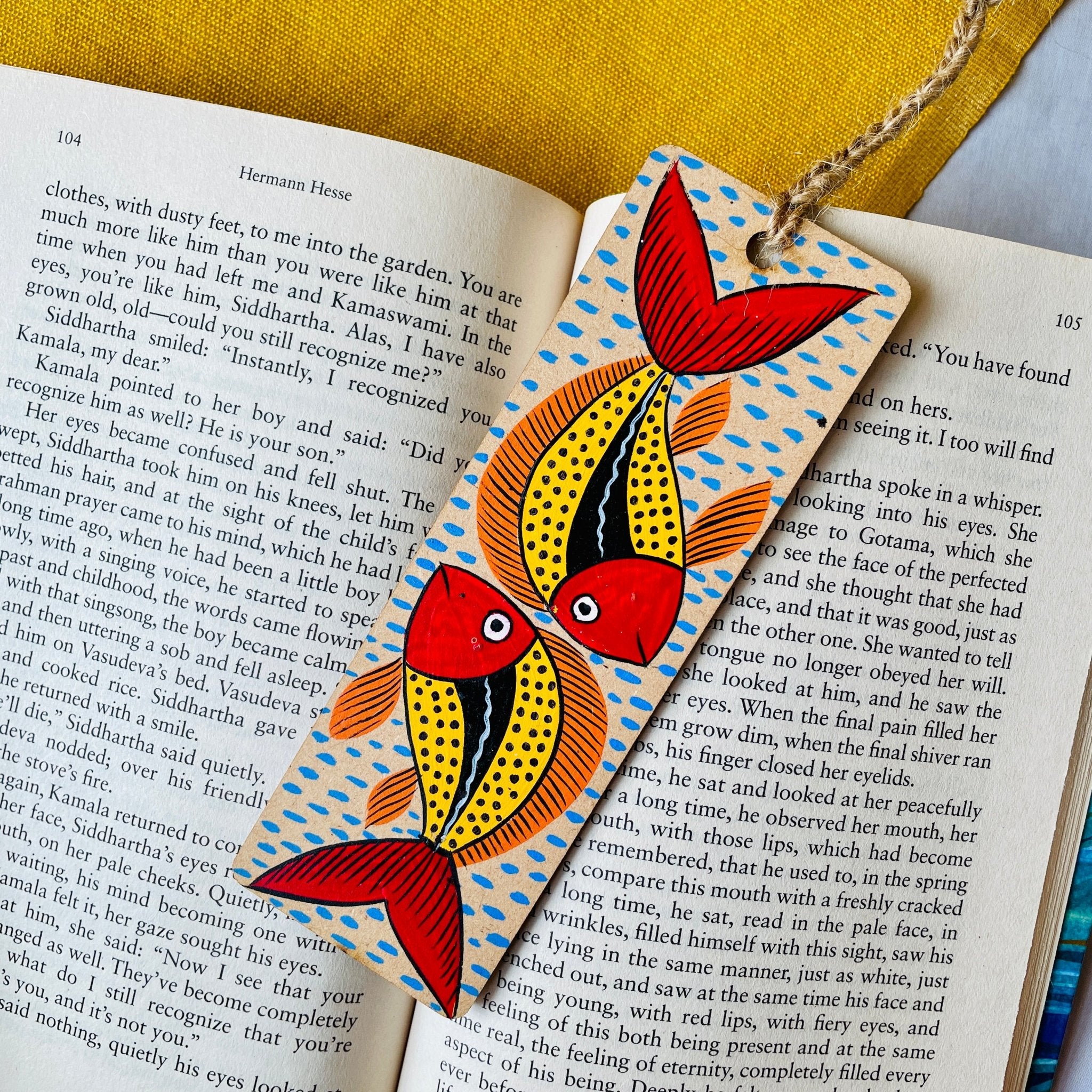 Bookmark hand painted with fish motif