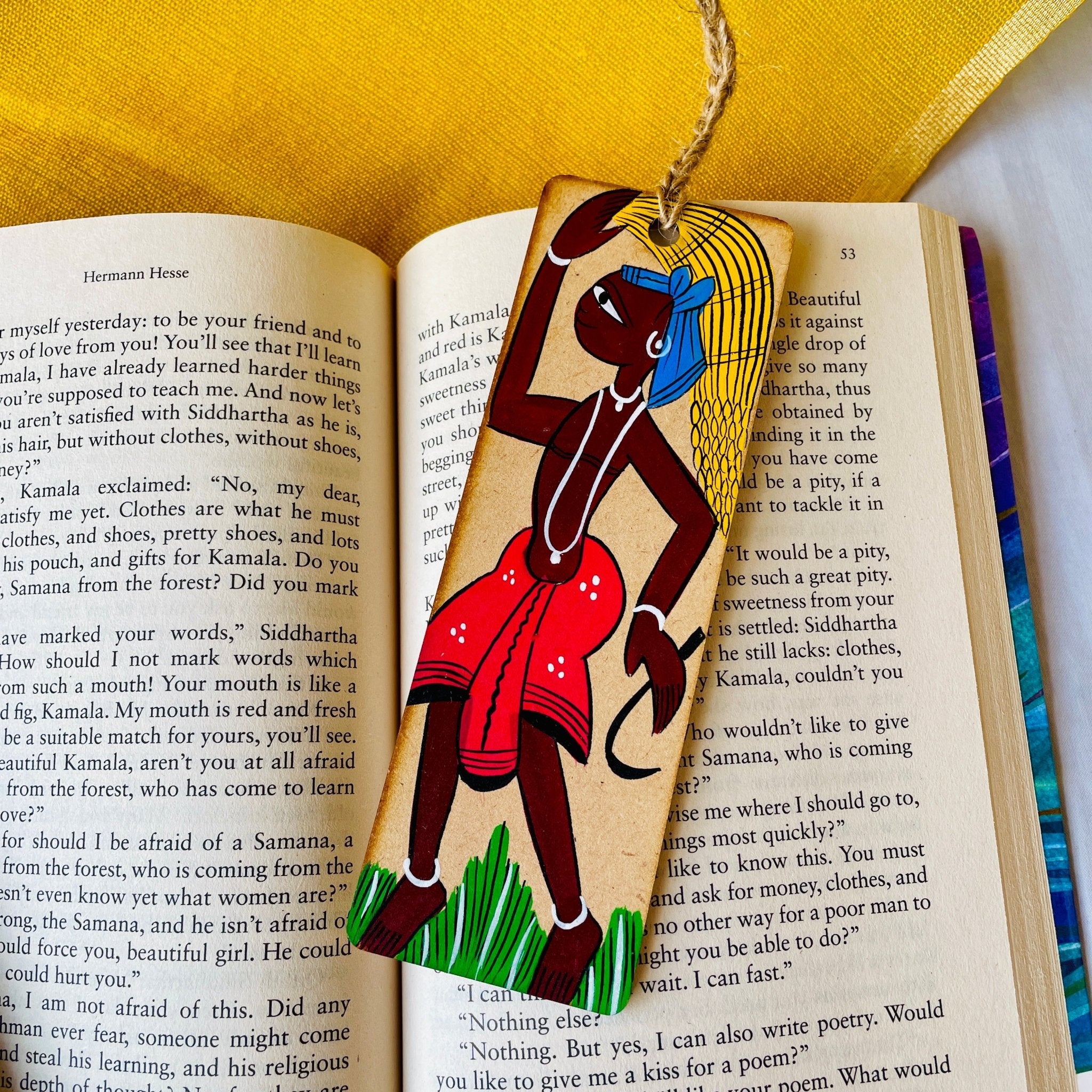 Bookmark handpainted with tribal motif