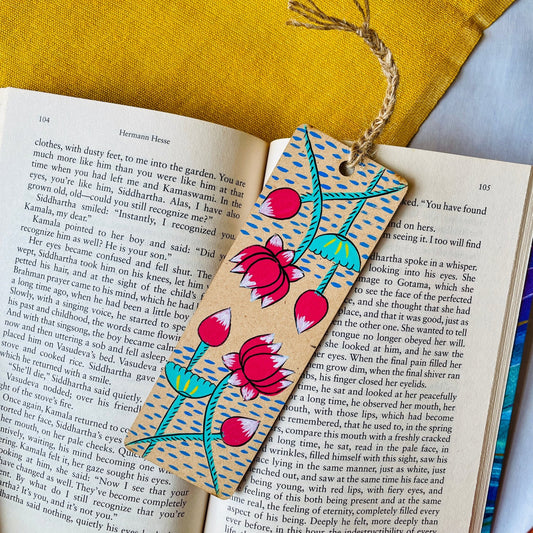 Bookmark hand painted with Indian folk art