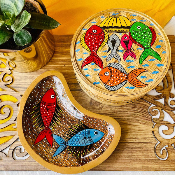 Leher Hamper 6 | Bamboo Utility Box X Moon Wooden Platter
